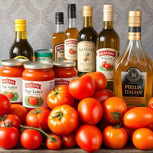 Conserve alimentari italiane, come pomodori pelati e sott'oli