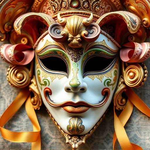 Maschera veneziana in cartapesta decorata a mano