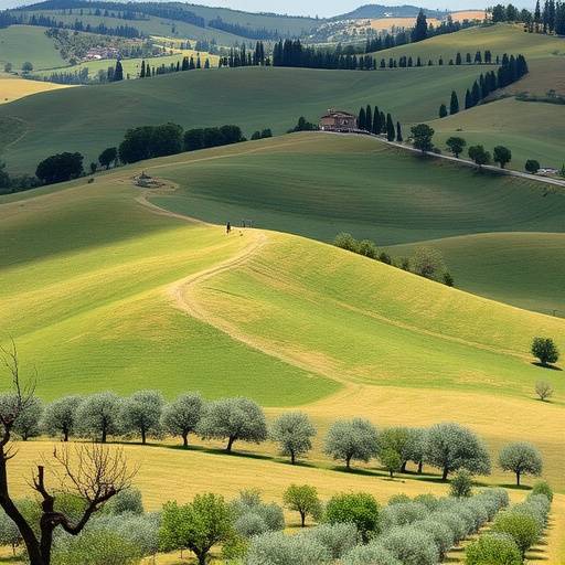 Paesaggio collinare dell'Umbria con uliveti
