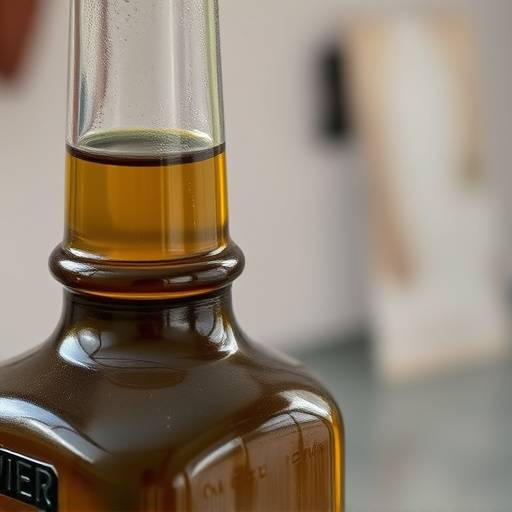 Primo piano di una bottiglia di olio extra vergine d'oliva prodotto in Toscana