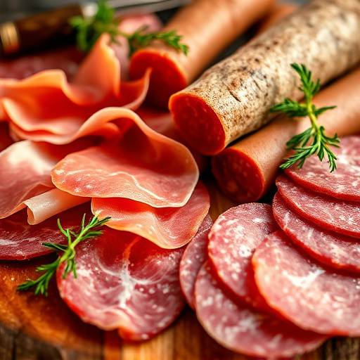Salumi tipici italiani, come prosciutto, salame e mortadella