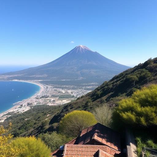Vista del Vesuvio dalla costa campana
