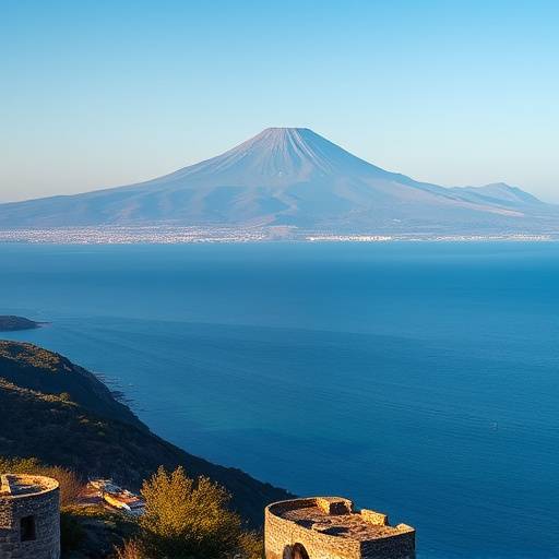 Vista panoramica della costa siciliana con l'Etna sullo sfondo